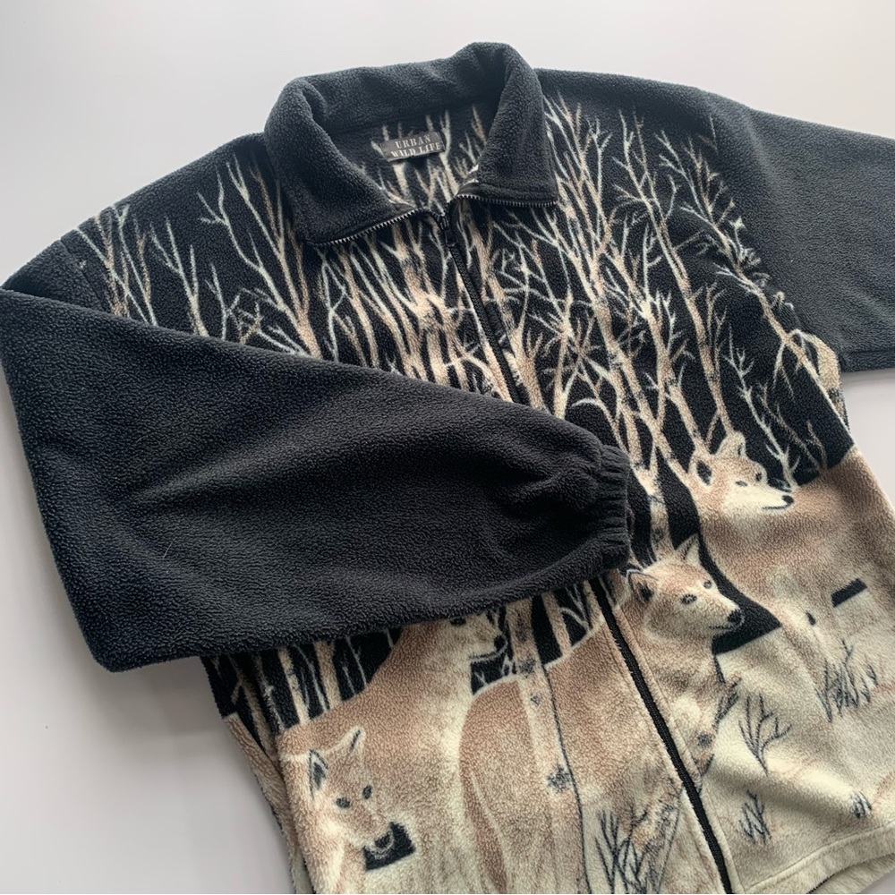 Vintage Fleece Wolf Jacket Size Large